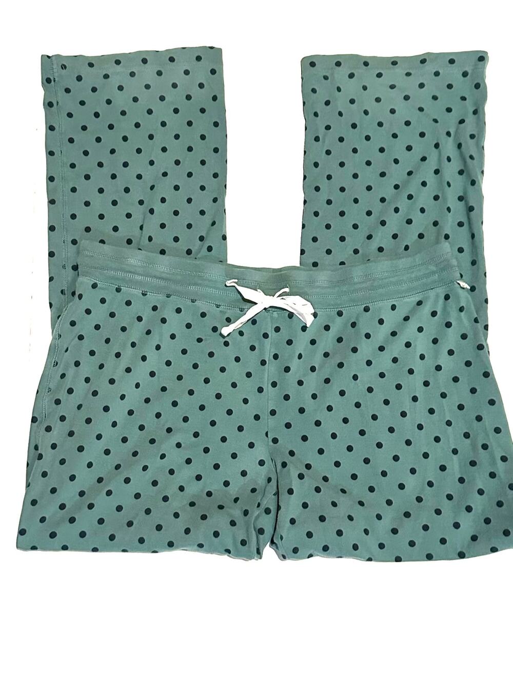 Eddie Bauer Womens XL Green Dot Print Cotton Stretch Sleep Pajama Pants
